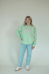 NEBRASKA (green gingham + white backing) - MINT CREWNECK