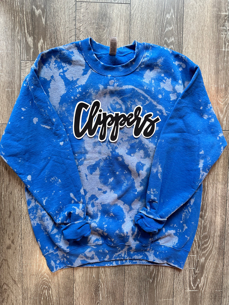CURSIVE CLIPPERS - BLUE DYED CREW