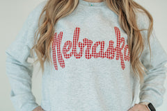 VINTAGE NEBRASKA (red gingham) - ASH CREWNECK