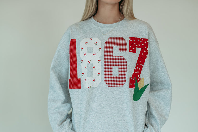 PATCHWORK 1867 + CORN - ASH GREY CREWNECK