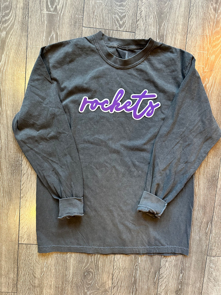 DAINTY ROCKETS - CHARCOAL COMFORT COLORS LONG SLEEVE TEE