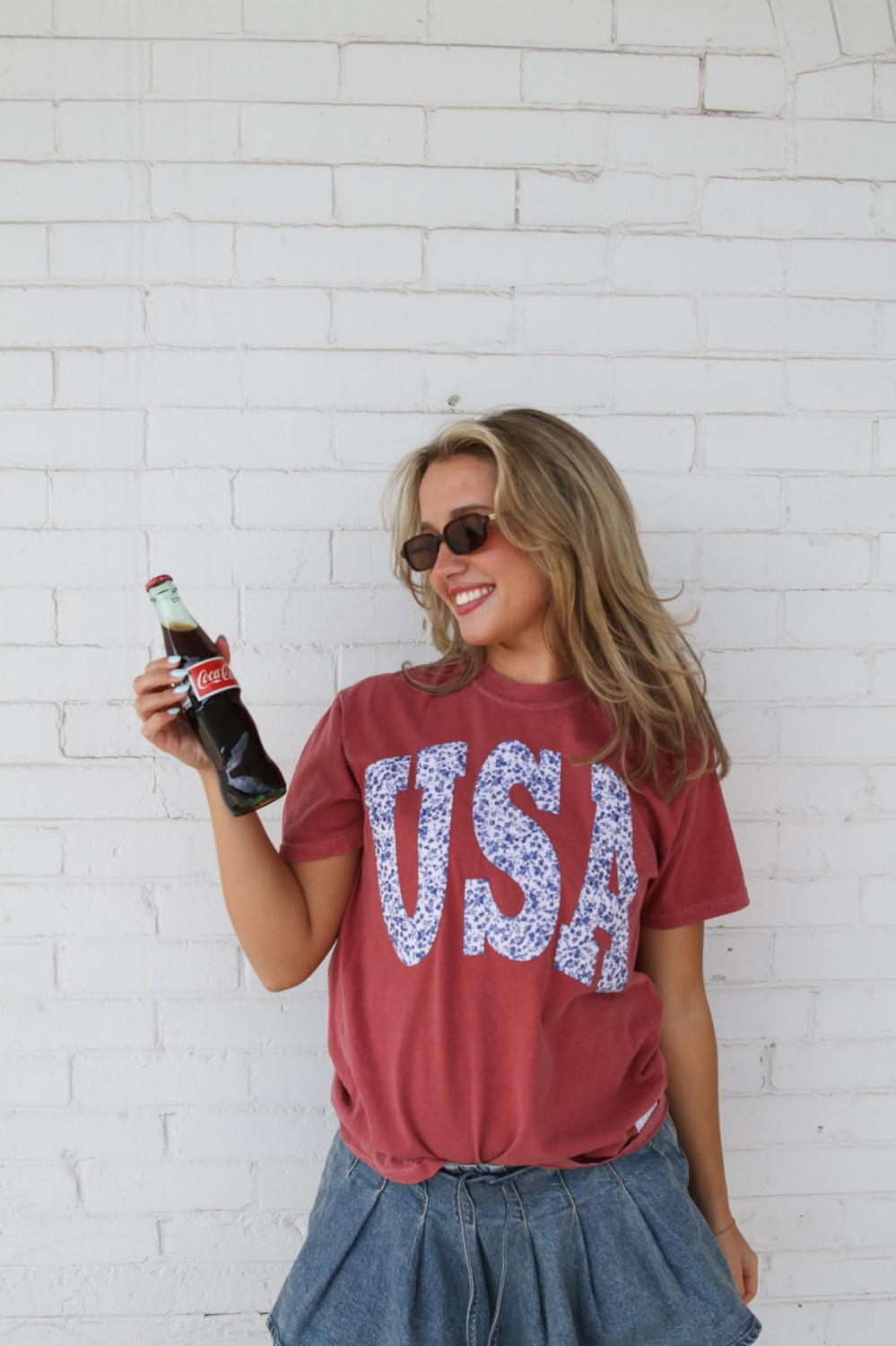 BLUE FLORAL USA - CRIMSON COMFORT COLORS TEE