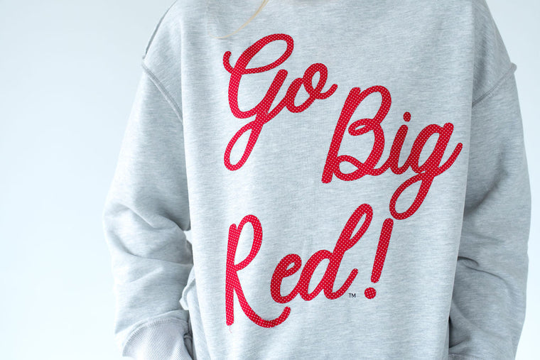 SIGNATURE GO BIG RED (red/white polka dot) - GREY MOCKNECK