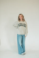 NEBRASKA (camo + white backing) - SAND CREWNECK