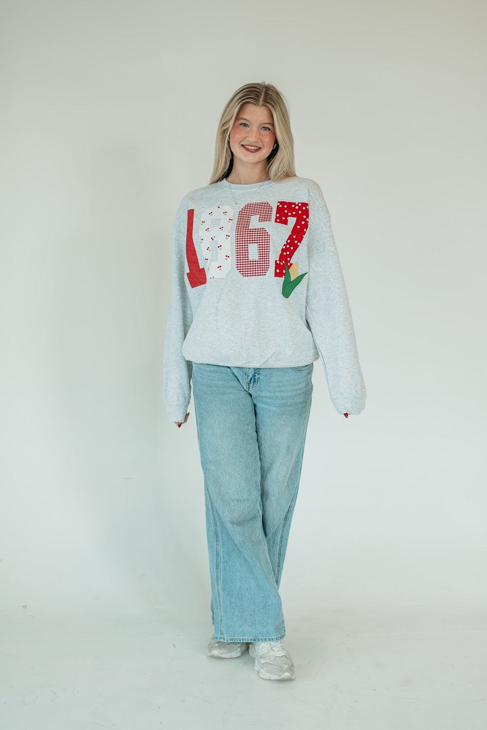 PATCHWORK 1867 + CORN - ASH GREY CREWNECK