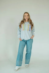 SPRING PATCHWORK NEBRASKA - ASH GREY CREWNECK
