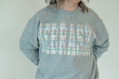 SPRING PLAID NEBRASKA - SPORT GREY CREWNECK