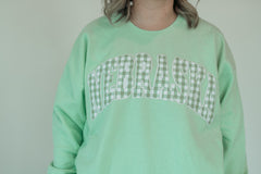 NEBRASKA (green gingham + white backing) - MINT CREWNECK