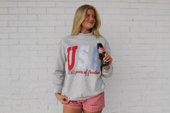 PATCHWORK USA + 250 YEARS OF FREEDOM (embroidered) - GREY MOCKNECK