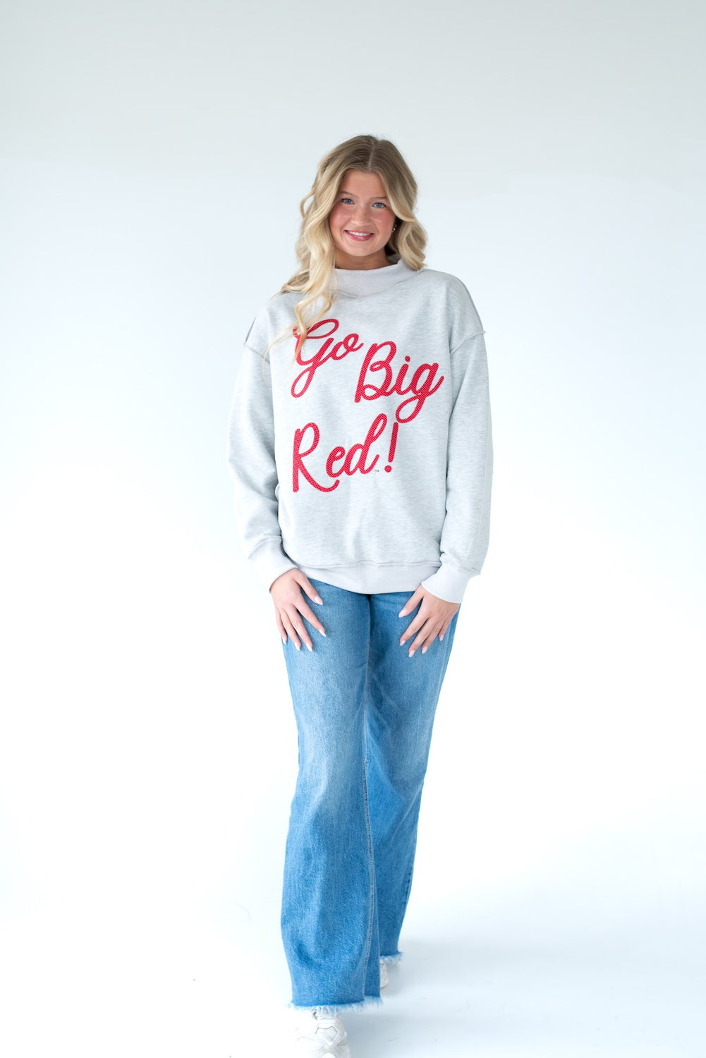 SIGNATURE GO BIG RED (red/white polka dot) - GREY MOCKNECK