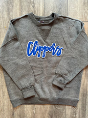 CURSIVE CLIPPERS - GREY SUEDED CREW