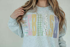 SPRING PATCHWORK NEBRASKA - ASH GREY CREWNECK