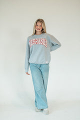 NEBRASKA (cherry + red backing) - SPORT GREY CREW