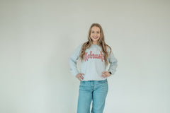 VINTAGE NEBRASKA (red gingham) - ASH CREWNECK