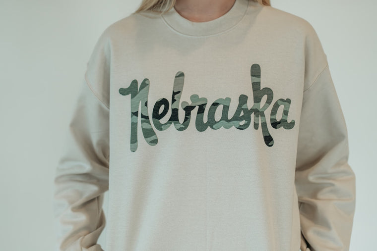 VINTAGE CAMO NEBRASKA - SAND CREW
