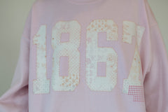 1867 (pink patchwork) + STATE (pink gingham) - LIGHT PINK CREWNECK