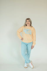 STATE OF NE (yellow patchwork + blue gingham backing) - YELLOW CREWNECK
