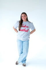 HUSKER FOOTBALL or CUSTOM SPORT (Red Signature) - GREY TEE