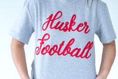 HUSKER FOOTBALL or CUSTOM SPORT (Red Signature) - GREY TEE