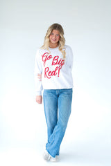 TINY RED POLKA DOT GO BIG RED - INSIDE OUT GREY CREWNECK