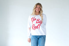 TINY RED POLKA DOT GO BIG RED - INSIDE OUT GREY CREWNECK