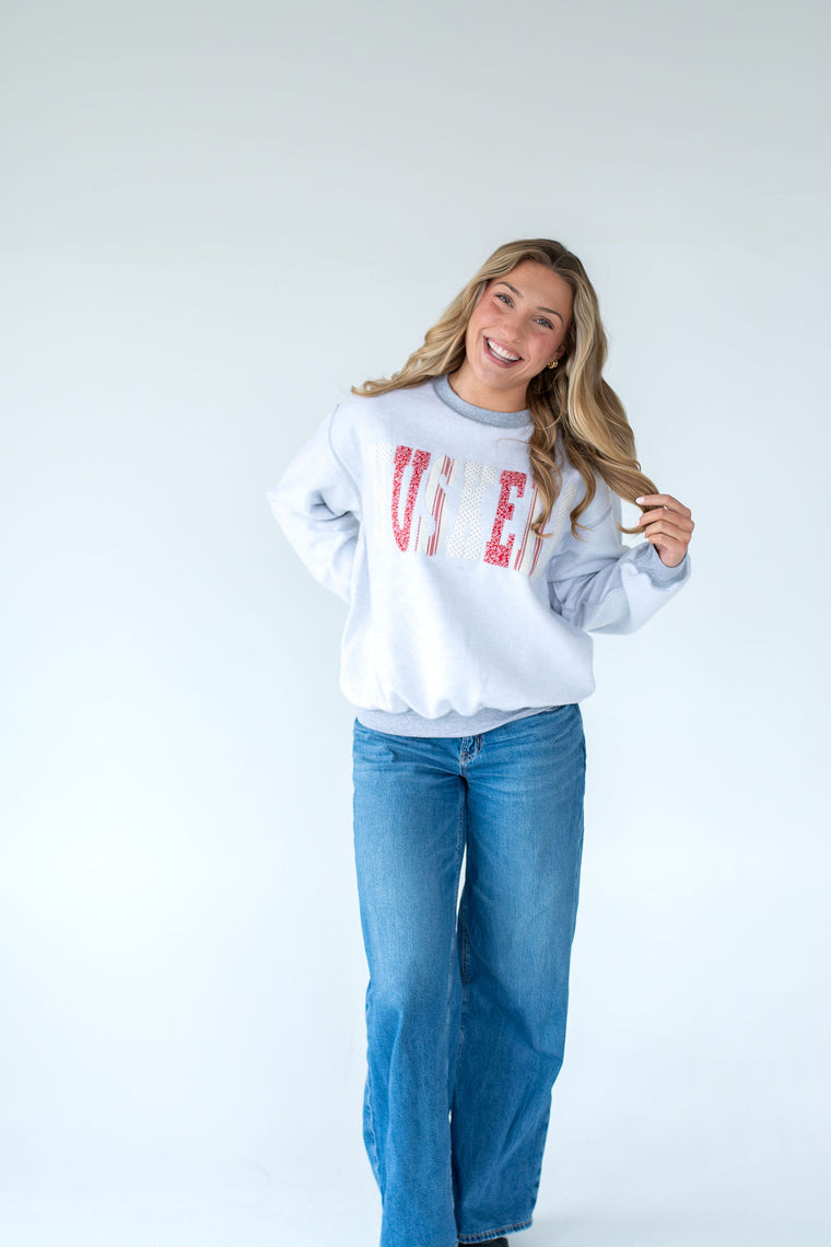 PATCHWORK HUSKERS - INSIDE OUT GREY CREWNECK