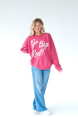 BLACK/WHITE POLKA DOT GO BIG RED - RED COMFORTWASH CREW