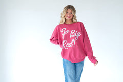 BLACK/WHITE POLKA DOT GO BIG RED - RED COMFORTWASH CREW