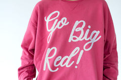 BLACK/WHITE POLKA DOT GO BIG RED - RED COMFORTWASH CREW