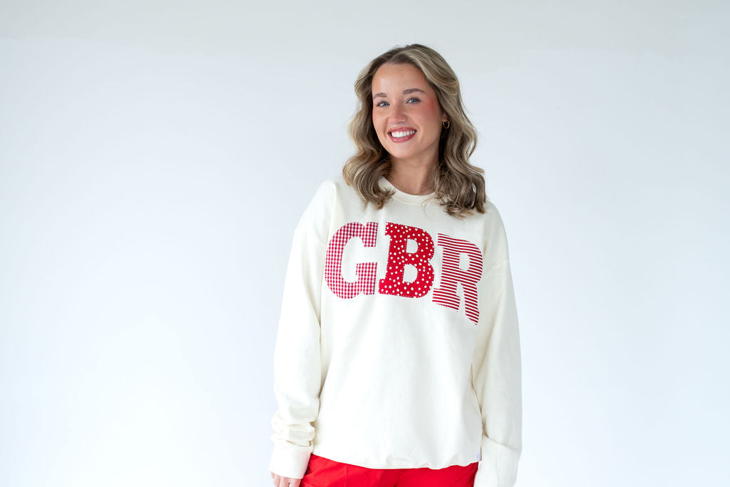 RED PATCHWORK GBR - IVORY CREWNECK