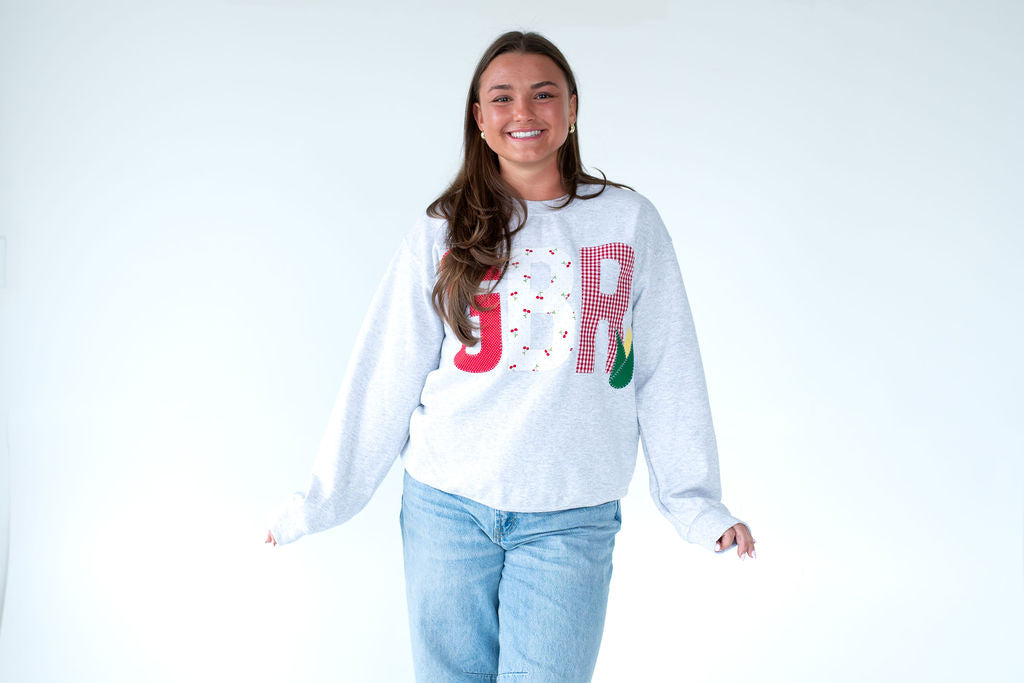 PATCHWORK GBR + CORN - ASH GREY CREWNECK