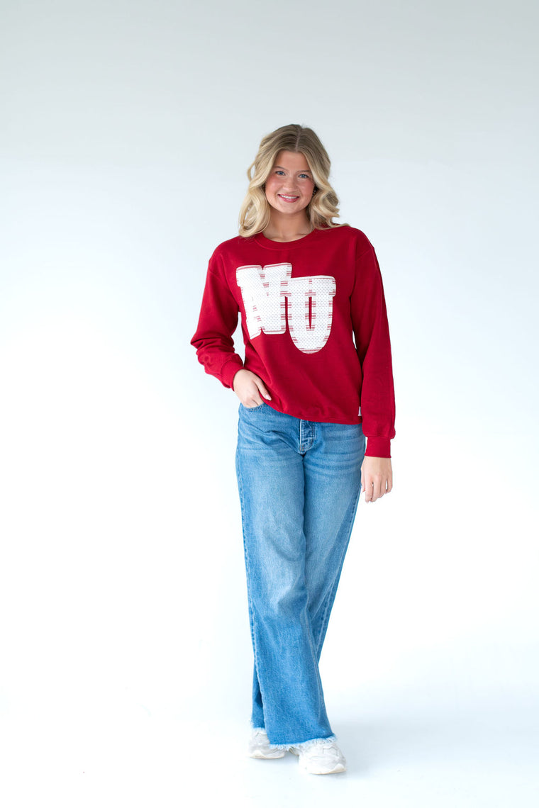 STRIPE / POLKA DOT NU - INSIDE OUT CARDINAL CREWNECK