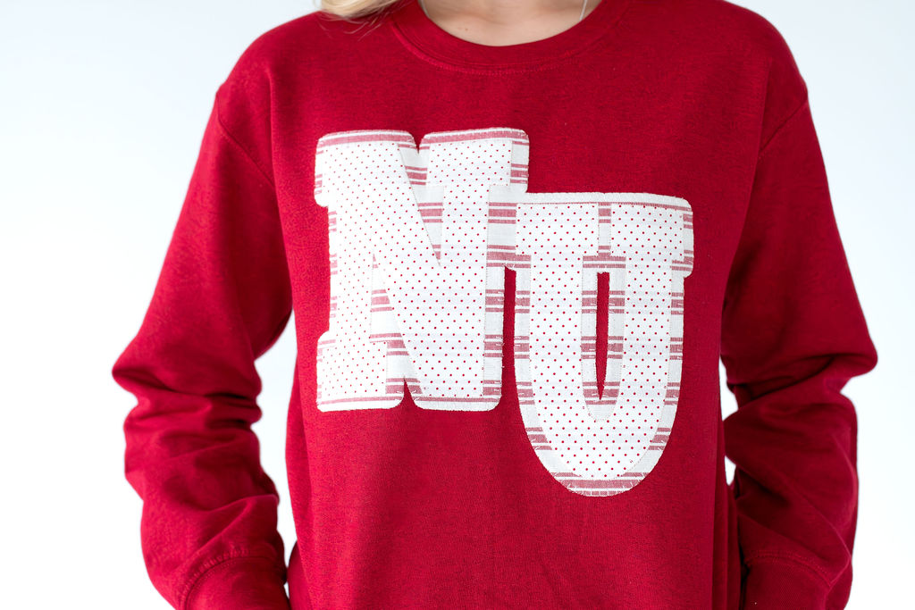 STRIPE / POLKA DOT NU - INSIDE OUT CARDINAL CREWNECK