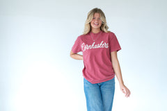 RED/IVORY POLKA DOT SIGNATURE CORNHUSKERS - CRIMSON TEE