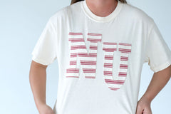 RED/IVORY STRIPE NU - IVORY TEE