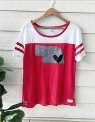 GRAPHITE STATE + HEART - RED TOUCHDOWN TEE