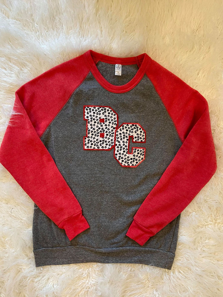 BC - RED/ GREY FLEECE COLORBLOCK CREW