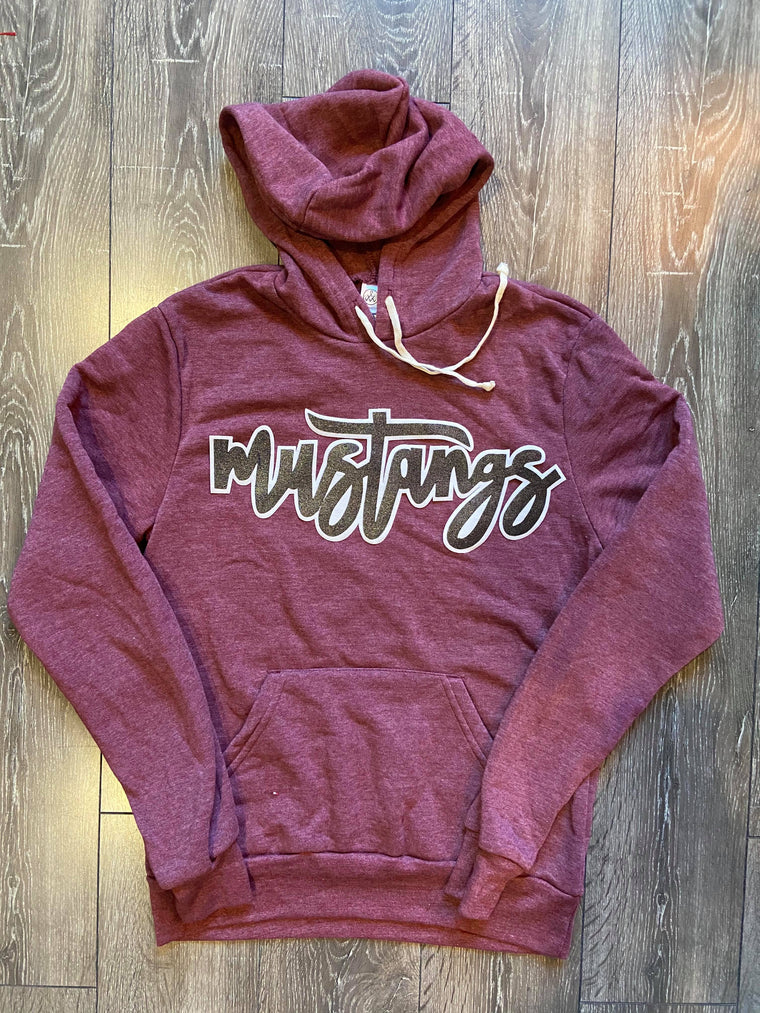 MUSTANGS - MAROON FLEECE HOODIE