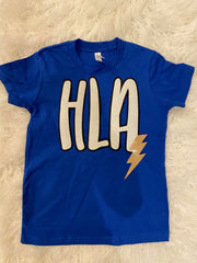 HLA + LIGHTNING BOLT - BLUE TEE (YOUTH + ADULT)