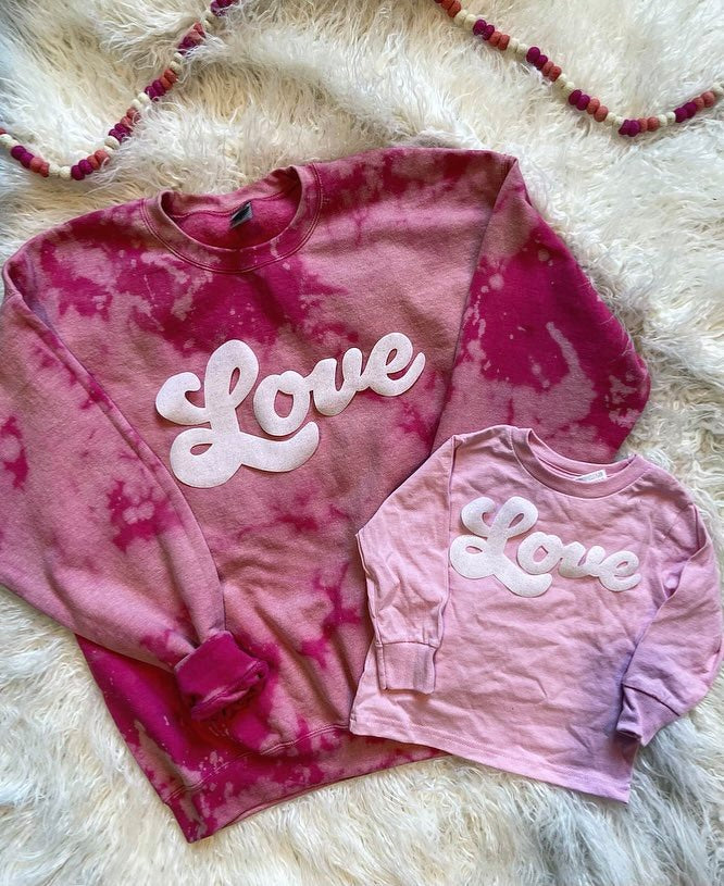 PINK DYED - LOVE - ONESIE + TODDLER + YOUTH + ADULT