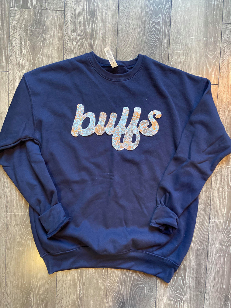 RETRO BUFFS - NAVY SPONGE FLEECE CREW
