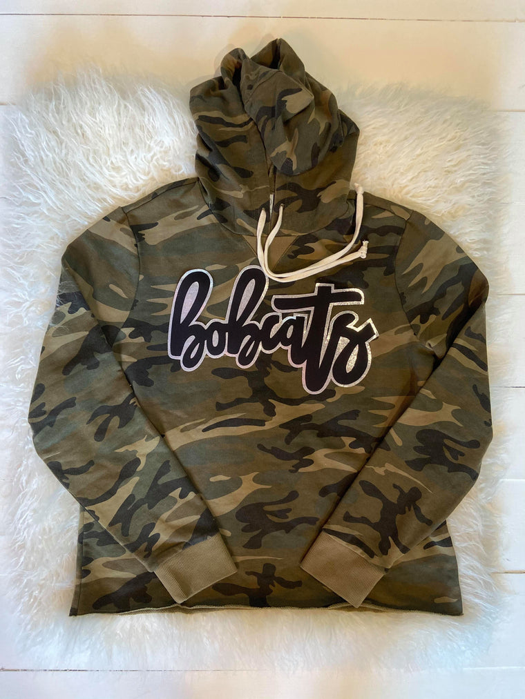 CURSIVE BOBCATS - CAMO LIGHTWEIGHT HOODIE