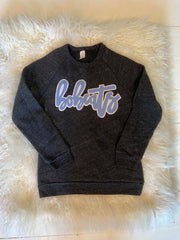 CURSIVE BOBCATS - BLACK YOUTH FLEECE CREW