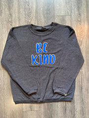 BE KIND - GREY RIBBED CREW