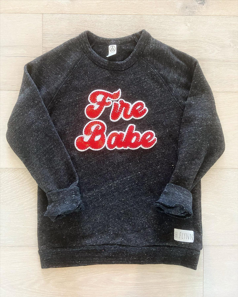 RED FIRE BABE - TODDLER + YOUTH DARK GREY CREW
