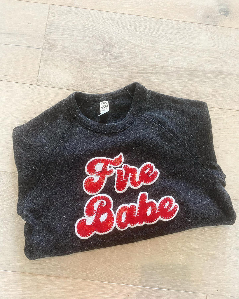 RED FIRE BABE - TODDLER + YOUTH DARK GREY CREW