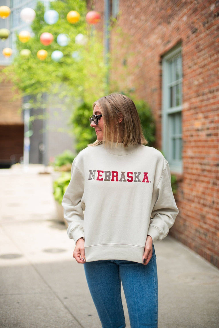 Gameday Social Apparel Co.® - Nebraska Texas Embroidery Cropped Mockneck