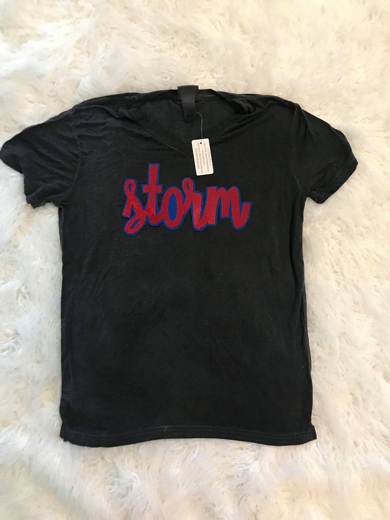 RED CURSIVE STORM OASIS TEE