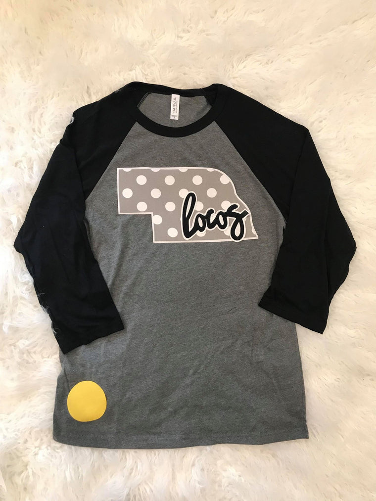 LOCOS + STATE BASEBALL TEE