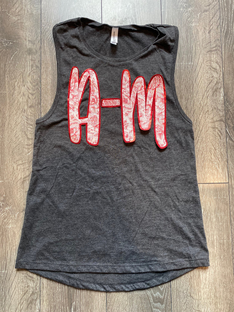 A-M FLORAL MUSCLE TANK
